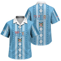 Fiji Day 1970 Family Matching Puletasi and Hawaiian Shirt For Fiji Ever Fiji Tapa Pattern Blue LT14 Son's Shirt Blue - Polynesian Pride