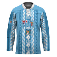 Fiji Day 1970 Hockey Jersey For Fiji Ever Fiji Tapa Pattern Blue LT14 Unisex Blue - Polynesian Pride