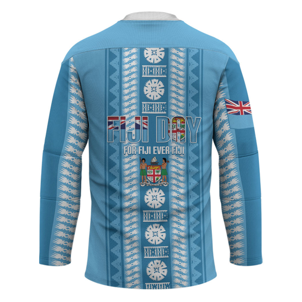 Fiji Day 1970 Hockey Jersey For Fiji Ever Fiji Tapa Pattern Blue LT14 - Polynesian Pride