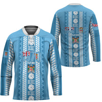 Fiji Day 1970 Hockey Jersey For Fiji Ever Fiji Tapa Pattern Blue LT14 - Polynesian Pride
