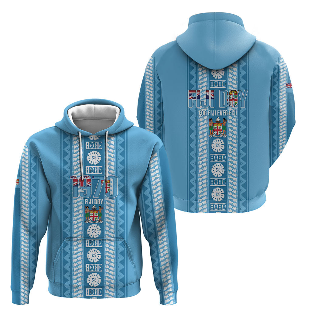 Fiji Day 1970 Hoodie For Fiji Ever Fiji Tapa Pattern Blue LT14 - Polynesian Pride