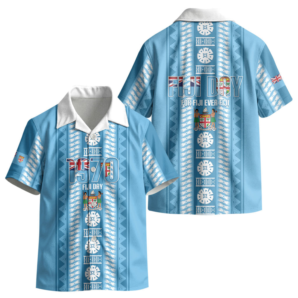 Fiji Day 1970 Kid Hawaiian Shirt For Fiji Ever Fiji Tapa Pattern Blue LT14 - Polynesian Pride