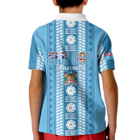 Fiji Day 1970 Kid Polo Shirt For Fiji Ever Fiji Tapa Pattern Blue LT14 - Polynesian Pride