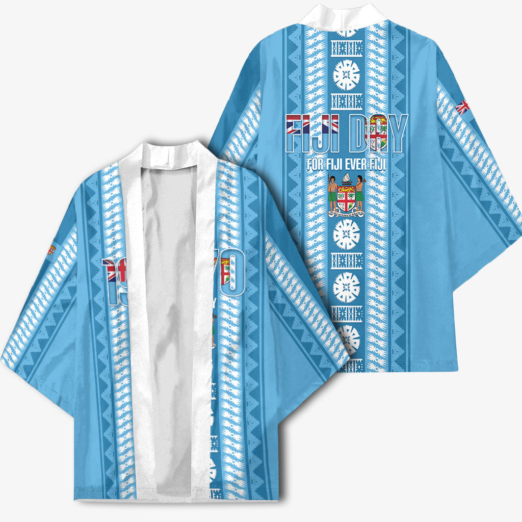 Fiji Day 1970 Kimono For Fiji Ever Fiji Tapa Pattern Blue LT14 - Polynesian Pride
