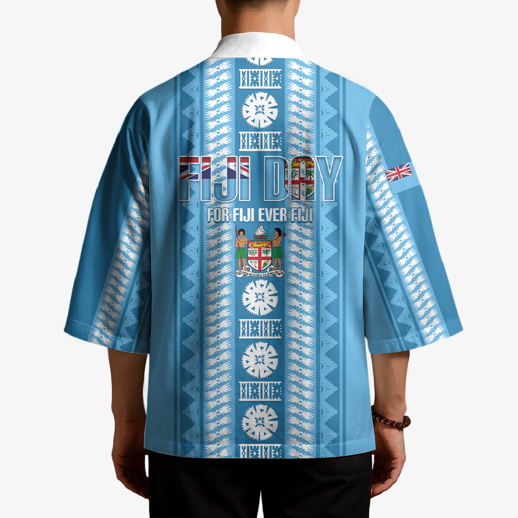 Fiji Day 1970 Kimono For Fiji Ever Fiji Tapa Pattern Blue LT14 - Polynesian Pride