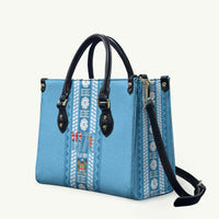 Fiji Day 1970 Leather Bag For Fiji Ever Fiji Tapa Pattern Blue LT14 Blue - Polynesian Pride