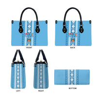 Fiji Day 1970 Leather Bag For Fiji Ever Fiji Tapa Pattern Blue LT14 - Polynesian Pride