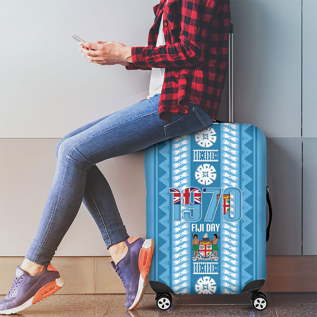 Fiji Day 1970 Luggage Cover For Fiji Ever Fiji Tapa Pattern Blue LT14 - Polynesian Pride