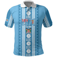 Fiji Day 1970 Polo Shirt For Fiji Ever Fiji Tapa Pattern Blue LT14 Blue - Polynesian Pride