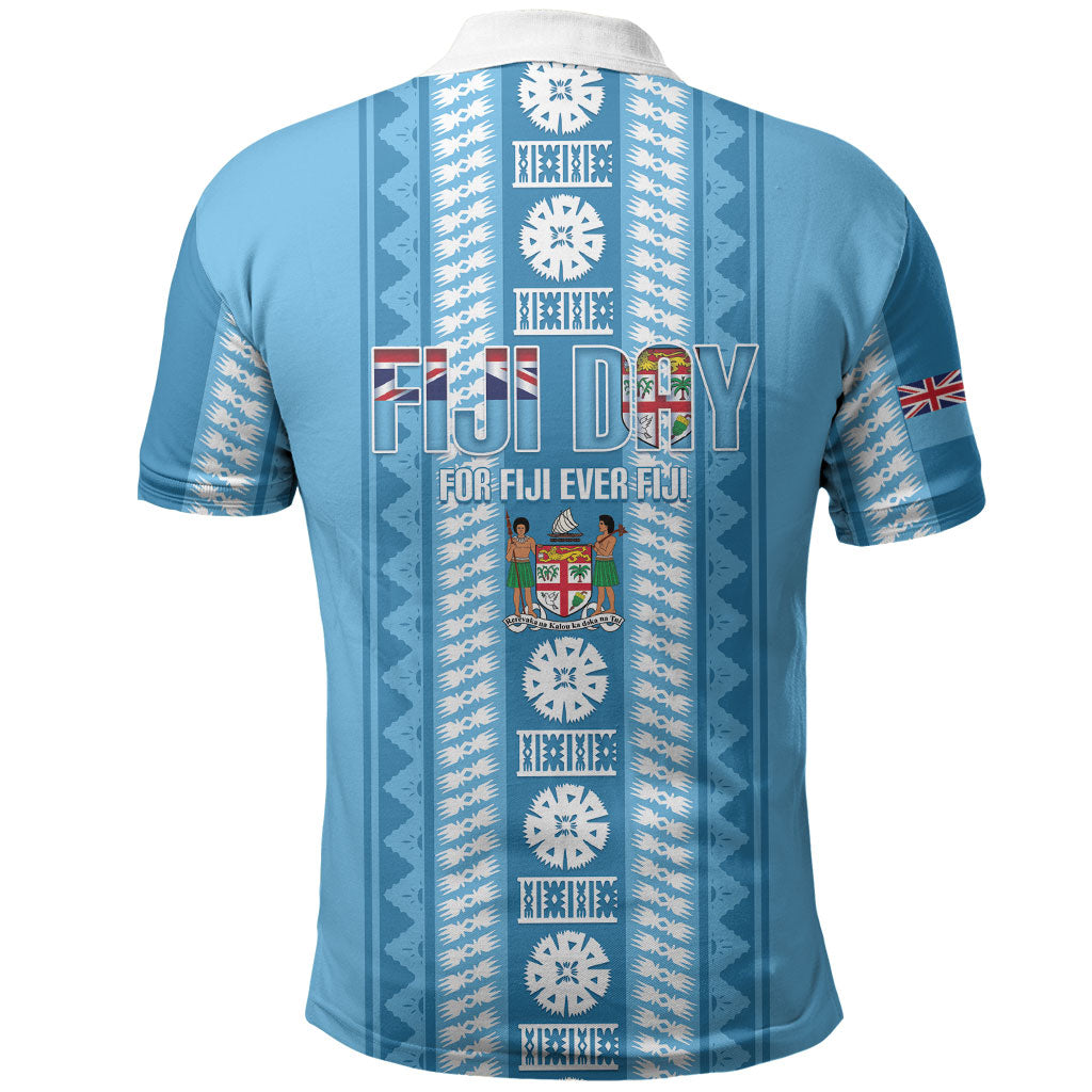 Fiji Day 1970 Polo Shirt For Fiji Ever Fiji Tapa Pattern Blue LT14 - Polynesian Pride