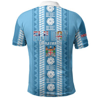 Fiji Day 1970 Polo Shirt For Fiji Ever Fiji Tapa Pattern Blue LT14 - Polynesian Pride