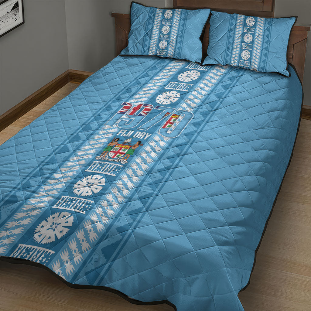 Fiji Day 1970 Quilt Bed Set For Fiji Ever Fiji Tapa Pattern Blue LT14 - Polynesian Pride