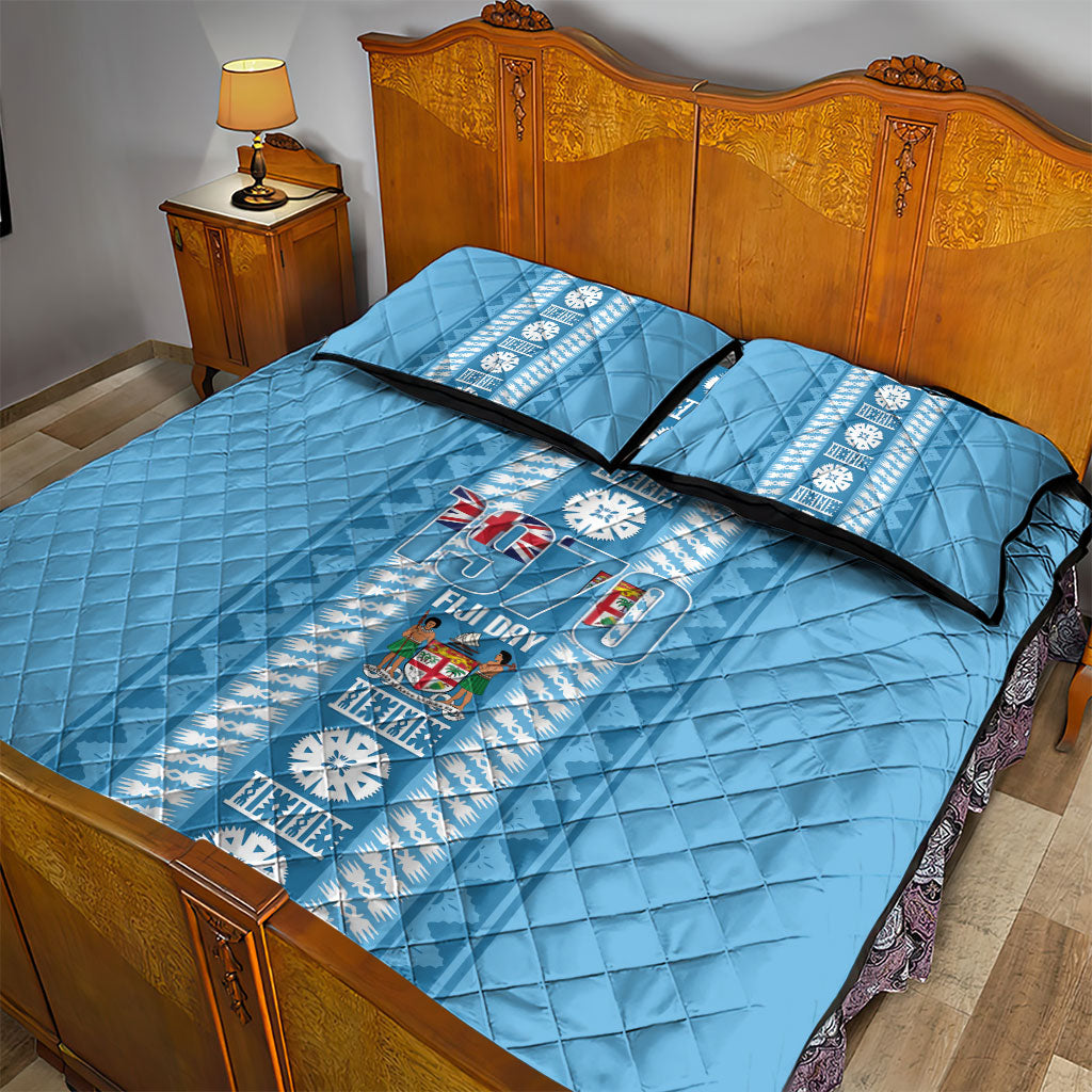 Fiji Day 1970 Quilt Bed Set For Fiji Ever Fiji Tapa Pattern Blue LT14 - Polynesian Pride