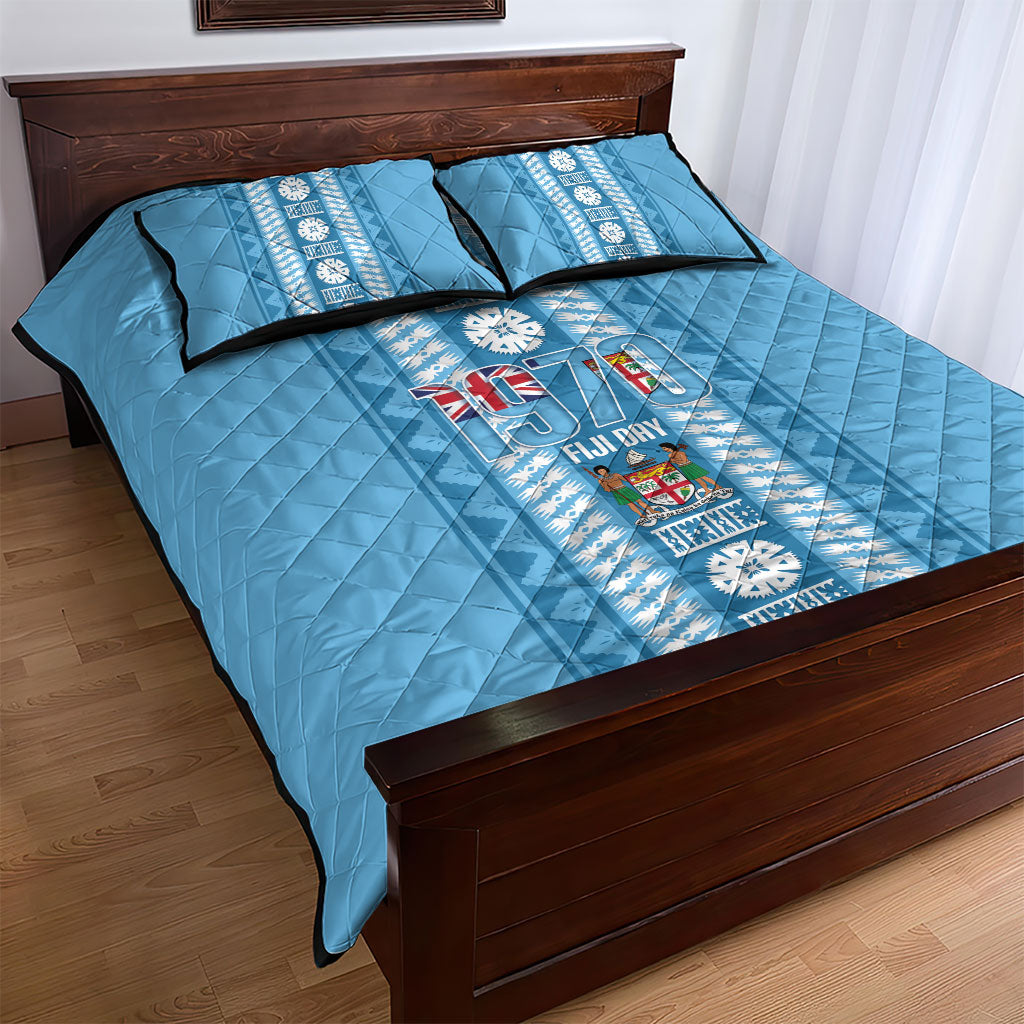 Fiji Day 1970 Quilt Bed Set For Fiji Ever Fiji Tapa Pattern Blue LT14 - Polynesian Pride