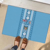 Fiji Day 1970 Rubber Doormat For Fiji Ever Fiji Tapa Pattern Blue LT14 - Polynesian Pride