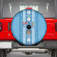 Fiji Day 1970 Spare Tire Cover For Fiji Ever Fiji Tapa Pattern Blue LT14 - Polynesian Pride