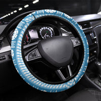 Fiji Day 1970 Steering Wheel Cover For Fiji Ever Fiji Tapa Pattern Blue LT14 Universal Fit Blue - Polynesian Pride