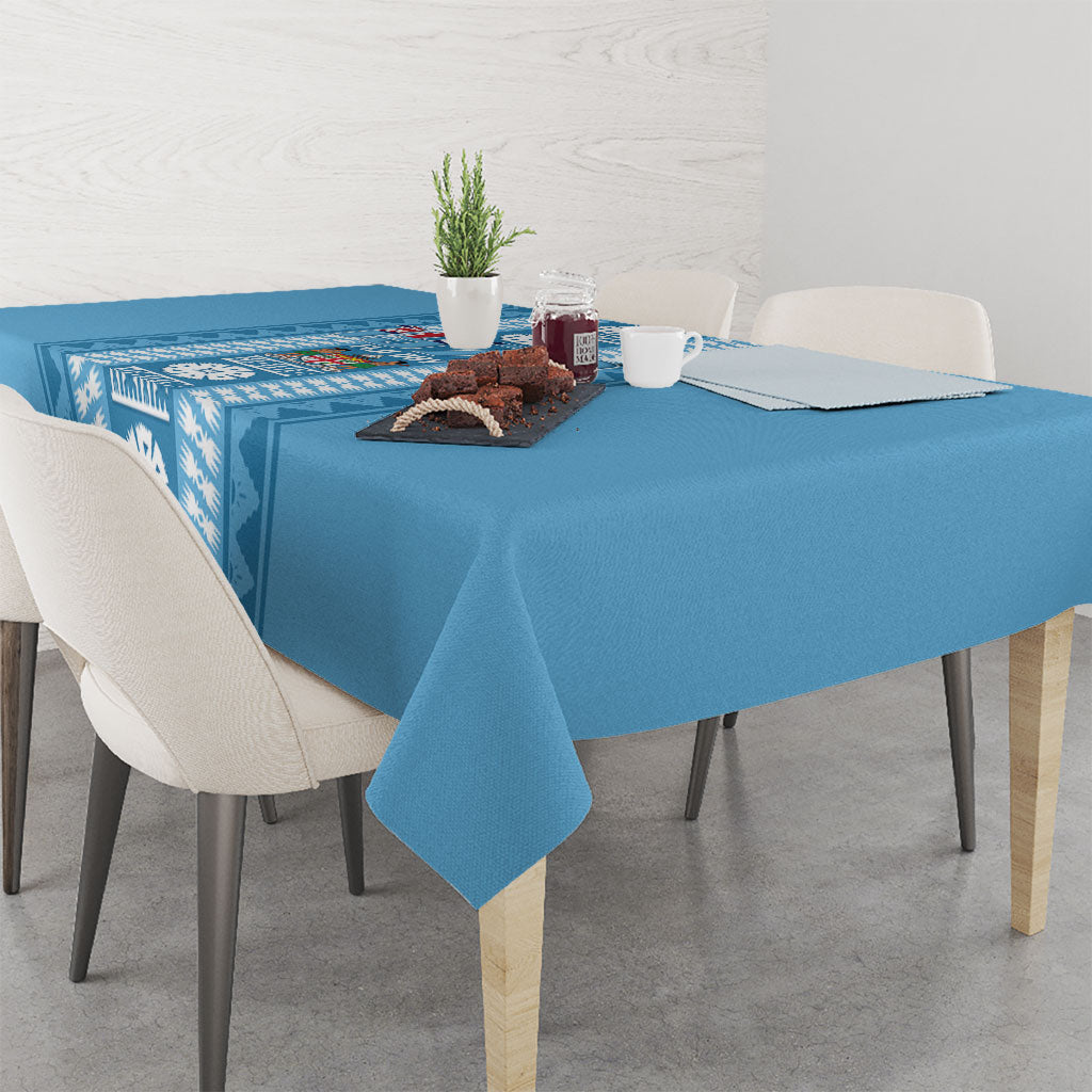 Fiji Day 1970 Tablecloth For Fiji Ever Fiji Tapa Pattern Blue LT14 - Polynesian Pride