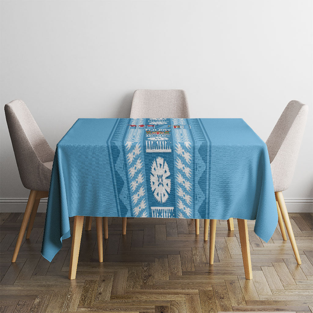 Fiji Day 1970 Tablecloth For Fiji Ever Fiji Tapa Pattern Blue LT14 - Polynesian Pride