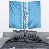 Fiji Day 1970 Tapestry For Fiji Ever Fiji Tapa Pattern Blue LT14 - Polynesian Pride