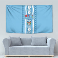 Fiji Day 1970 Tapestry For Fiji Ever Fiji Tapa Pattern Blue LT14 - Polynesian Pride