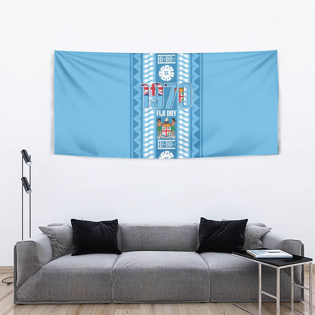 Fiji Day 1970 Tapestry For Fiji Ever Fiji Tapa Pattern Blue LT14 - Polynesian Pride