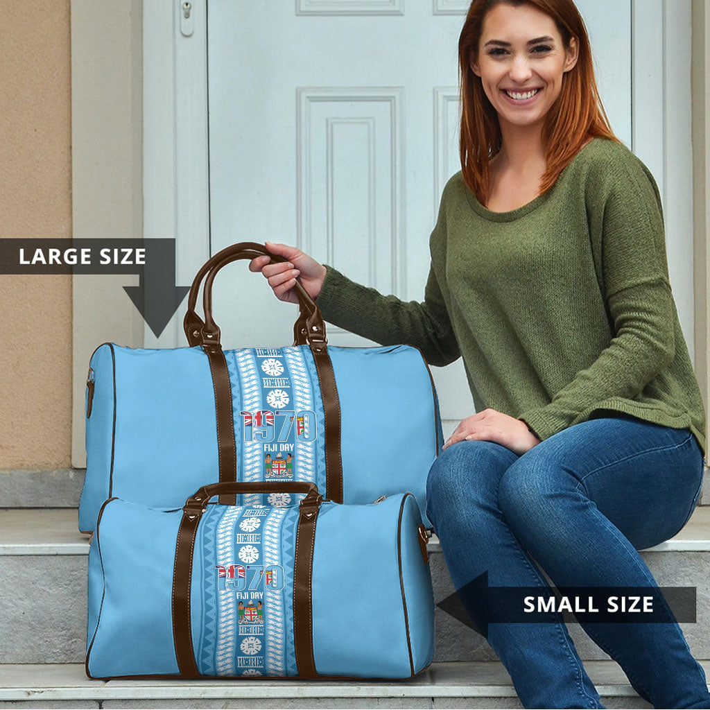 Fiji Day 1970 Travel Bag For Fiji Ever Fiji Tapa Pattern Blue LT14 - Polynesian Pride