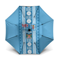 Fiji Day 1970 Umbrella For Fiji Ever Fiji Tapa Pattern Blue LT14 One Size Folded 11.42 inch Opened Diameter 37.4 inch Blue - Polynesian Pride