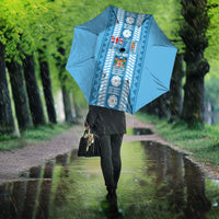 Fiji Day 1970 Umbrella For Fiji Ever Fiji Tapa Pattern Blue LT14 - Polynesian Pride