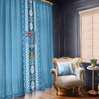 Fiji Day 1970 Window Curtain For Fiji Ever Fiji Tapa Pattern Blue LT14 - Polynesian Pride