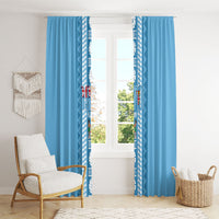 Fiji Day 1970 Window Curtain For Fiji Ever Fiji Tapa Pattern Blue LT14 - Polynesian Pride
