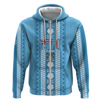 Fiji Day 1970 Zip Hoodie For Fiji Ever Fiji Tapa Pattern Blue LT14 Zip Hoodie Blue - Polynesian Pride