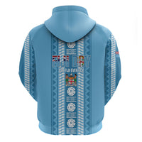 Fiji Day 1970 Zip Hoodie For Fiji Ever Fiji Tapa Pattern Blue LT14 - Polynesian Pride