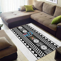 Fiji Day 1970 Area Rug For Fiji Ever Fiji Tapa Pattern White LT14 - Polynesian Pride