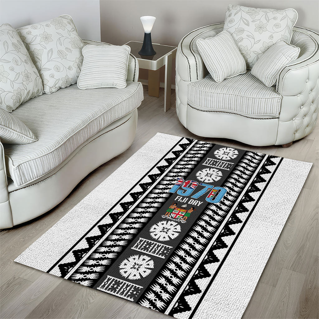 Fiji Day 1970 Area Rug For Fiji Ever Fiji Tapa Pattern White LT14 - Polynesian Pride