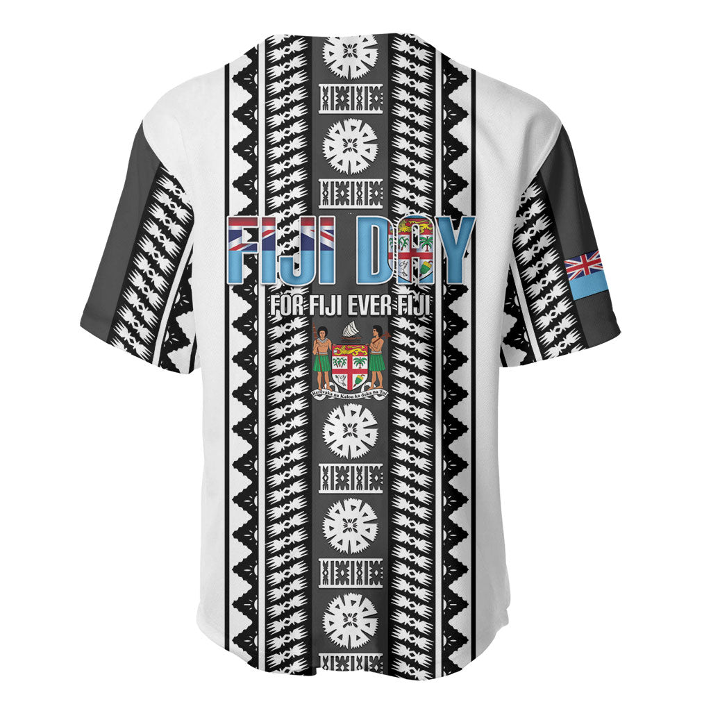 Fiji Day 1970 Baseball Jersey For Fiji Ever Fiji Tapa Pattern White LT14 - Polynesian Pride