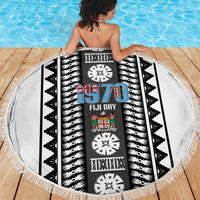 Fiji Day 1970 Beach Blanket For Fiji Ever Fiji Tapa Pattern White LT14 - Polynesian Pride