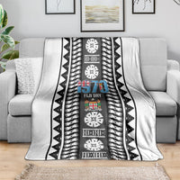 Fiji Day 1970 Blanket For Fiji Ever Fiji Tapa Pattern White LT14 - Polynesian Pride