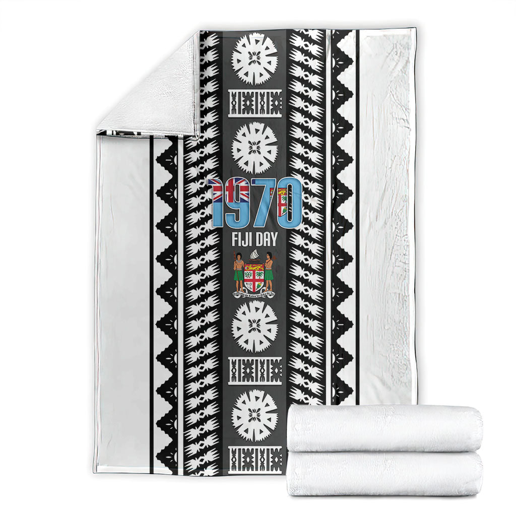 Fiji Day 1970 Blanket For Fiji Ever Fiji Tapa Pattern White LT14 - Polynesian Pride