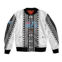 Fiji Day 1970 Bomber Jacket For Fiji Ever Fiji Tapa Pattern White LT14 Unisex White - Polynesian Pride
