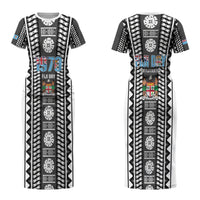 Fiji Day 1970 Couples Matching Short Sleeve Bodycon Dress and Hawaiian Shirt For Fiji Ever Fiji Tapa Pattern White LT14 - Polynesian Pride