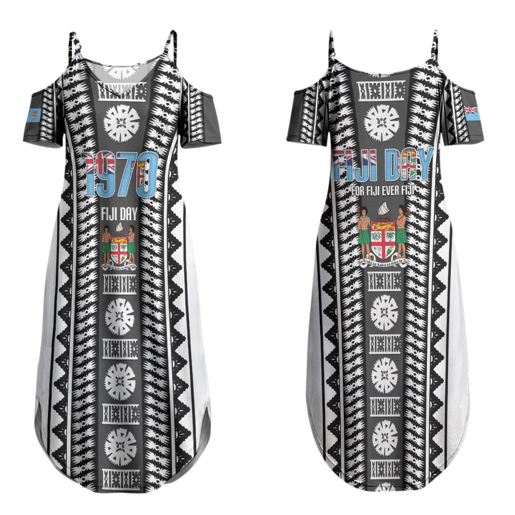 Fiji Day 1970 Couples Matching Summer Maxi Dress and Hawaiian Shirt For Fiji Ever Fiji Tapa Pattern White LT14 - Polynesian Pride