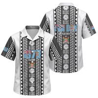 Fiji Day 1970 Family Matching Puletasi and Hawaiian Shirt For Fiji Ever Fiji Tapa Pattern White LT14 Son's Shirt White - Polynesian Pride
