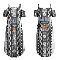 Fiji Day 1970 Family Matching Summer Maxi Dress and Hawaiian Shirt For Fiji Ever Fiji Tapa Pattern White LT14 Mom's Dress White - Polynesian Pride