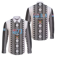 Fiji Day 1970 Family Matching Summer Maxi Dress and Hawaiian Shirt For Fiji Ever Fiji Tapa Pattern White LT14 Dad's Shirt - Long Sleeve White - Polynesian Pride