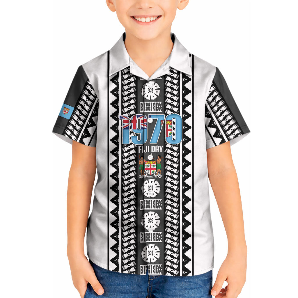 Fiji Day 1970 Kid Hawaiian Shirt For Fiji Ever Fiji Tapa Pattern White LT14 Kid White - Polynesian Pride