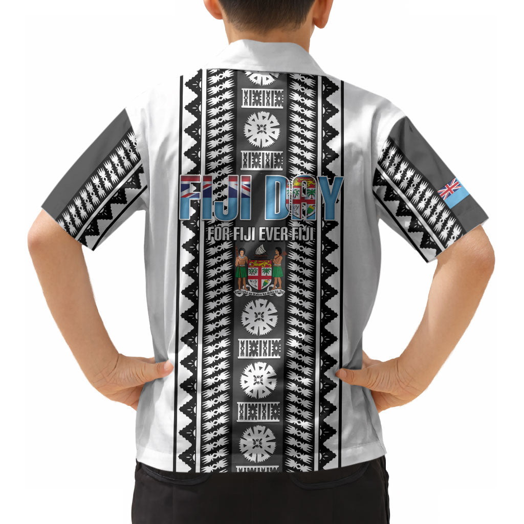 Fiji Day 1970 Kid Hawaiian Shirt For Fiji Ever Fiji Tapa Pattern White LT14 - Polynesian Pride