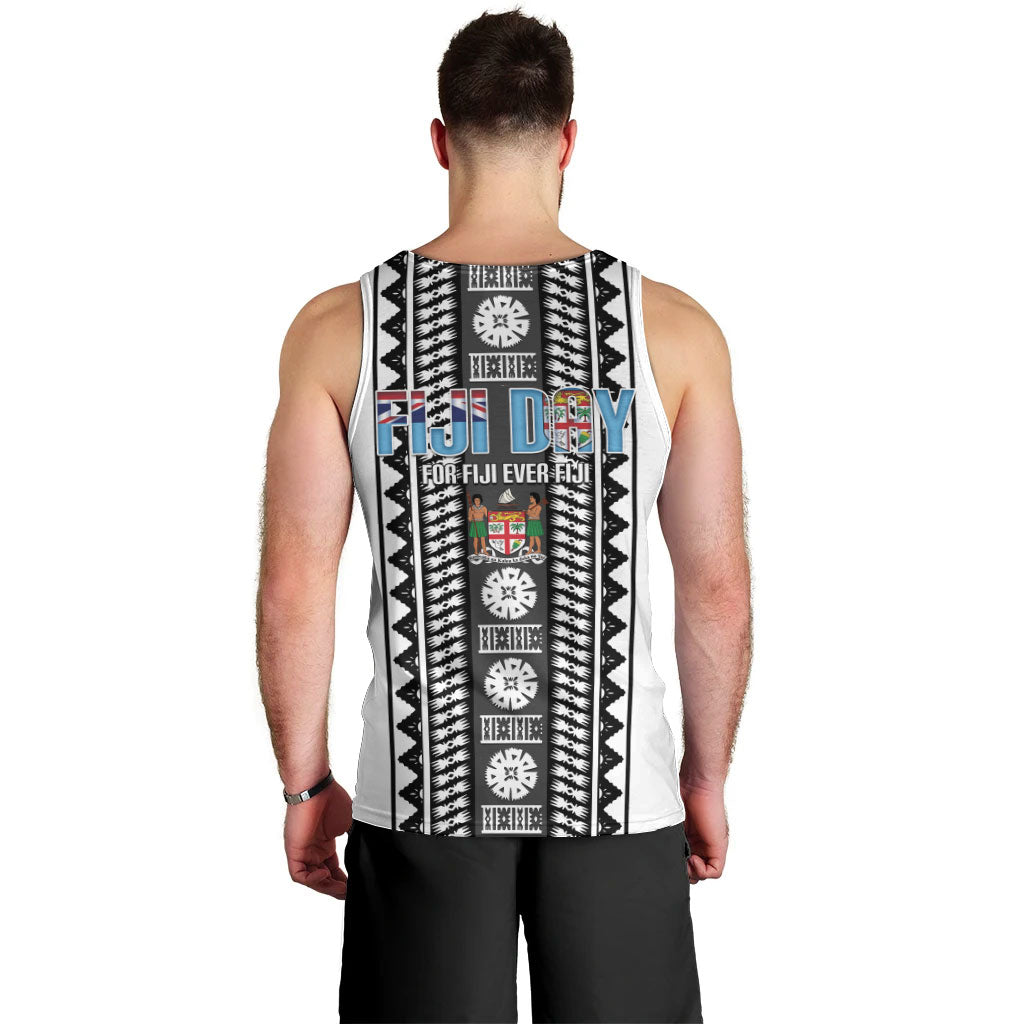 Fiji Day 1970 Men Tank Top For Fiji Ever Fiji Tapa Pattern White LT14 - Polynesian Pride