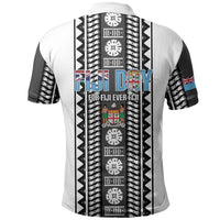 Fiji Day 1970 Polo Shirt For Fiji Ever Fiji Tapa Pattern White LT14 - Polynesian Pride