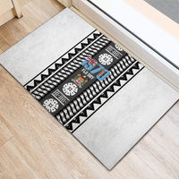Fiji Day 1970 Rubber Doormat For Fiji Ever Fiji Tapa Pattern White LT14 - Polynesian Pride